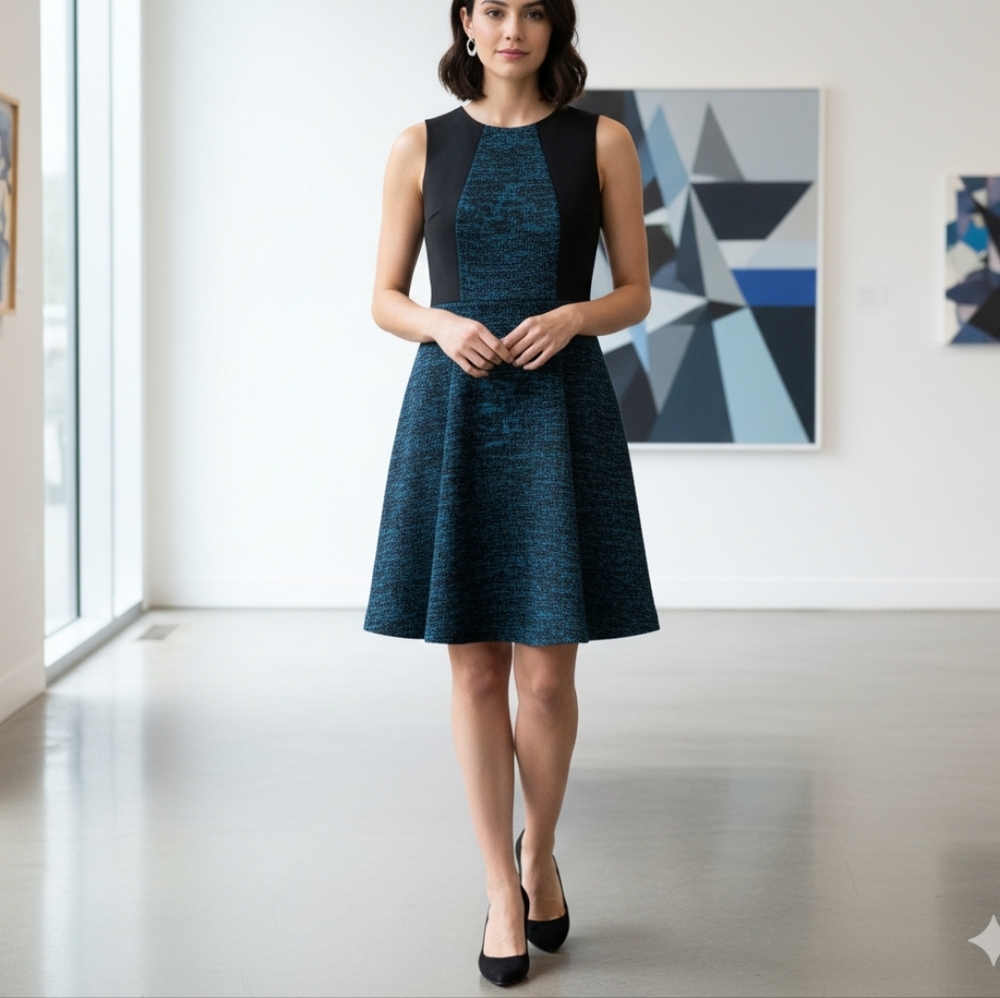 41 Hawthorn Black and Teal Midi Dress
